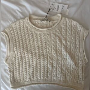 Zara Cream Cable Knit Sleeveless Sweater